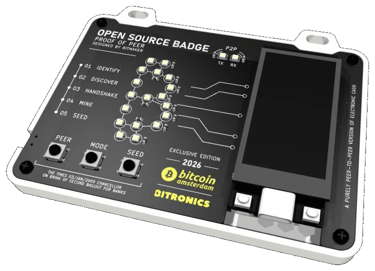 Bitcoin Amsterdam open source badge designed by Bitmaker